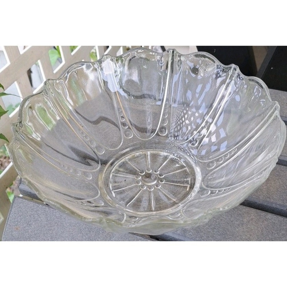 Vtg Anchor Hocking Oyster & Pearl Clear Bowl 1930s No Chips Cracks 10.5 X 4"